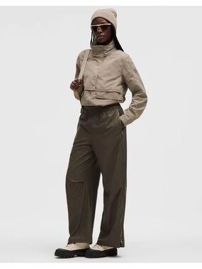 lululemon athletica Luxe Shine Foil Print Zip/Wide-Leg MidRise Pants Size XL